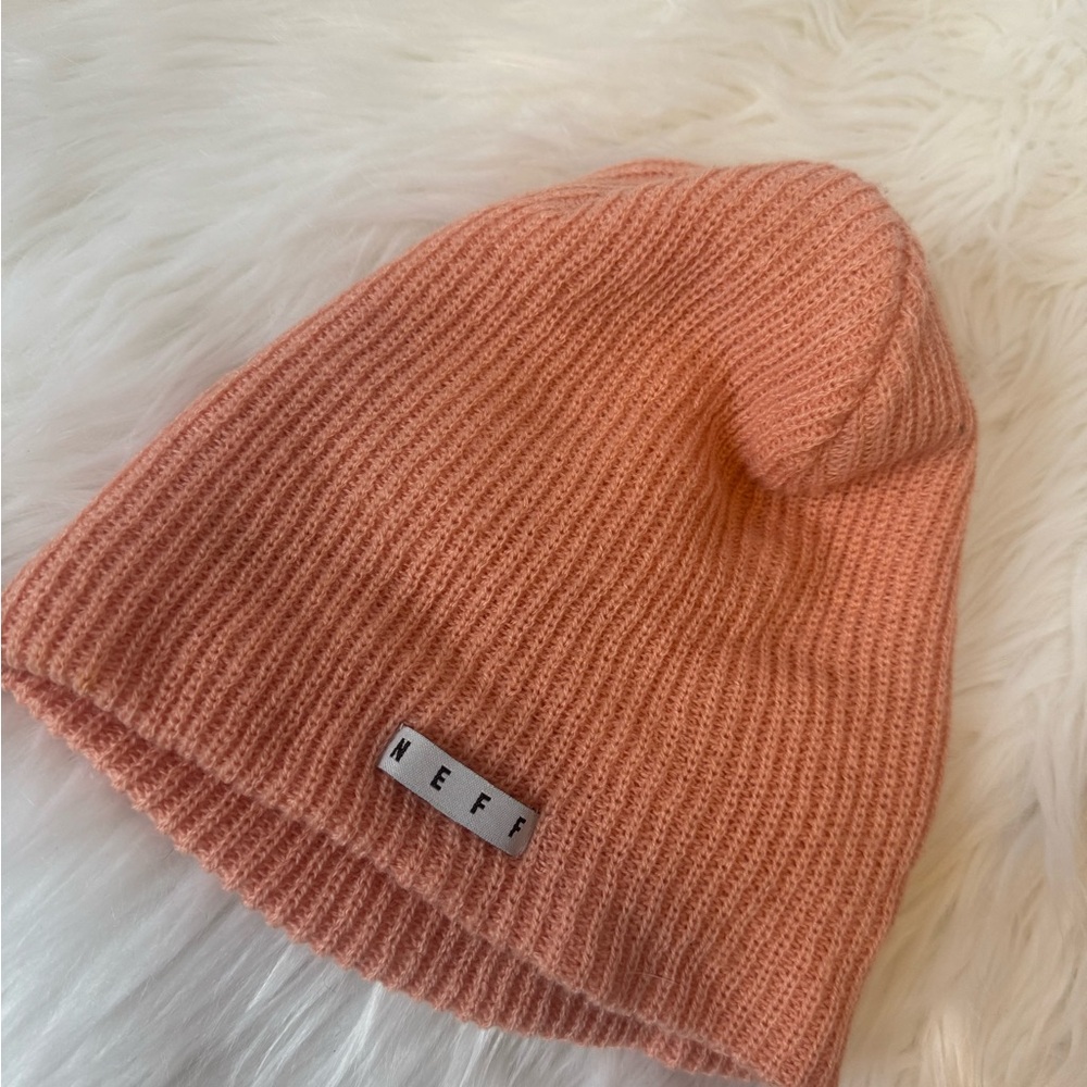 NEFF peach, beanie, hat, like new